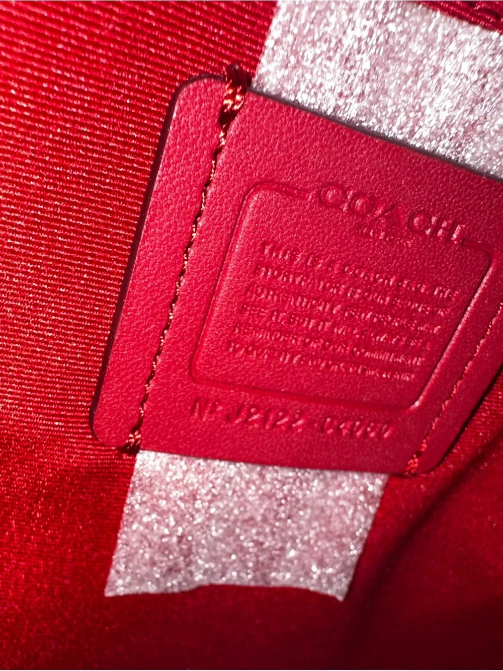 Coach Red Signature Monogram Tote with Gold Logo